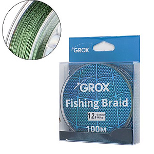 Плетенный шнур для рыбалки леска плетенка GROX 4X 0,18х100м 14,5кг, 1/500