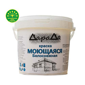 Краска водостойкая 1,4кг, ДАРАДА, ГОСТ акриловая белоснежная моющаяся, 12/12