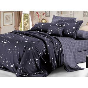 Комплект постельного белья Sateen De Luxe 1,5-спальный, простыня-150х215, пододеяльник - 143х215, наволочки 2 шт, 50х70, зодиак