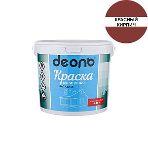 Краска В/Д ДЕОЛЬ ФАСАДНАЯ красный кирпич 2,7л, ГОСТ Р 52020-2003, 1/4