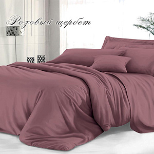 Комплект постельного белья Sateen De Luxe Семейный, гладкокрашеный, наволочка 70х70 см, розовый щербет