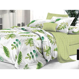 Комплект постельного белья Sateen De Luxe 1,5-спальный, простыня-150х215, пододеяльник - 143х215, наволочки 2 шт, 50х70, грин