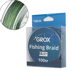 Плетенный шнур для рыбалки леска плетенка GROX 4X 0,14х100м 9,1кг, 1/500