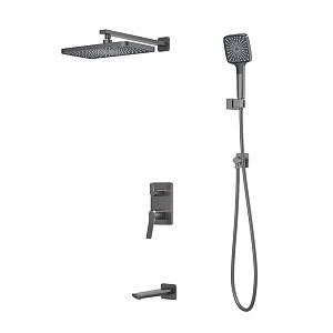 Душевая система 35к IDDIS PARGM03i68, Parker, лейка, Тропический душ, встраиваемая ГРАФИТ матовый