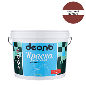 Краска В/Д ДЕОЛЬ ФАСАДНАЯ красный кирпич 9л, ГОСТ Р 52020-2003, 1/1