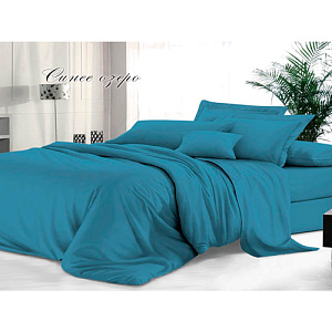 Комплект постельного белья Sateen De Luxe, 1,5-спальный, гладкокрашеный, наволочка 50х70 см, синее озеро