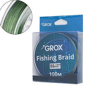 Плетенный шнур для рыбалки леска плетенка GROX 4X 0,12х100м 6,8кг, 1/500
