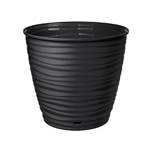 Горшок для цветов SAFFRON D146 мм, 1,5 л с поддном, черный, SVIP, 1/24