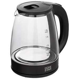 Чайник элек. 1,8л. , HOMESTAR HS-1099 стекло, пластик, черный, 1/12