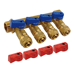 Коллектор с шар. кран. 3/4x16-4вых. С ЦАНГОЙ VIEIR VR704, 1/25