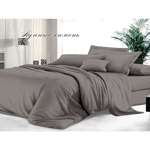 Комплект постельного белья Sateen De Luxe Евро, гладкокрашеный, наволочка 70х70 см, лунный камень