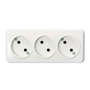 Розетка 3-местная 10А без заземления белая Юпитер Smartbuy, SBE-03w-10-S3-N, 1/100