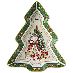 БЛЮДО LEFARD, ДЕД МОРОЗ, В ФОРМЕ ЕЛКИ 25*21*4 СМ ЗЕЛЕНОЕ, КОР=8ШТ.