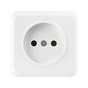 Розетка ОП 1-местн б/з 10А Smartbuy 250В белая, SBE-03w-10-S1-N-с, Юпитер, 1/200