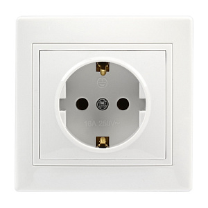 Розетка СП 1-местн с/з 16А Smartbuy 250В белая, SBE-01w-16-S1-Z, Венера, 1/200