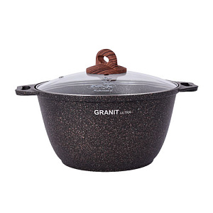 Кастрюля 3,0 л, со стеклянной крышкой, АП KUKMARA линия Granit ultra, original, 1/3