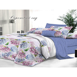 Комплект постельного белья Sateen De Luxe 1,5-спальный, наволочки 2 шт, 50х70 см, сиреневый сад