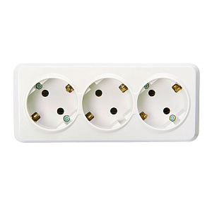 Розетка 3-местная 16А с заземлением белая Юпитер Smartbuy, SBE-03w-16-S3-Z, 1/80