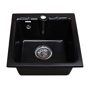Мойка каменная GranAlliance G-28 41х41см, черный, 1/1