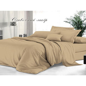 Комплект постельного белья Sateen De Luxe, 1,5 спальный, гладкокрашеный, наволочка 70х70, сливочный ликёр
