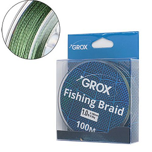Плетенный шнур для рыбалки леска плетенка GROX 4X 0,16х100м 12,8кг, 1/500