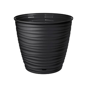 Горшок для цветов SAFFRON D 225 мм, 5,4 л с поддном, черный, SVIP, 1/14