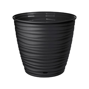 Горшок для цветов SAFFRON D177 мм, 2,6 л с поддном, черный, SVIP, 1/24