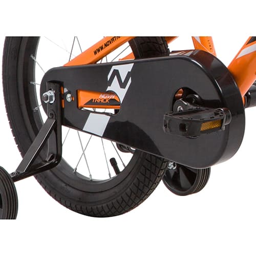 Велосипед 14" Novatrack JUSTER оранжевый, тормоз нож, черные крылья, полная защита цепи 145JUSTER.OR23