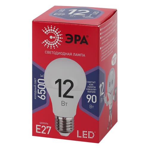 Лампочка светодиодная E27 12Вт ЭРА RED LINE LED A60 865
