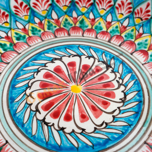 Тарелка ЛЯГАН 340мм Красный Мехроб (ручная роспись) Риштанская керамика Узбекистан